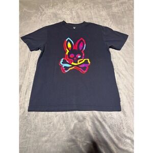 Psycho Bunny Men Size 5 Binns Graphic Tee Blue Short Sleeve Shirt B6U464T1PC